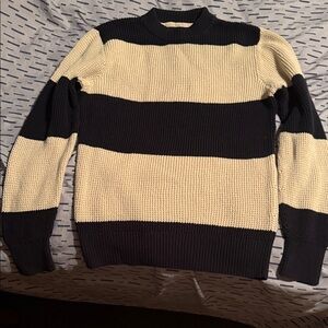 L.L. Bean Crewneck Sweater in Black and Cream Stripes